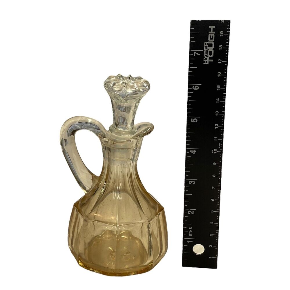 Vtg Brown Heavy Glass Decorative Serveware Handle Cruet with Stopper 6.5" Tall - Picture 8 of 8